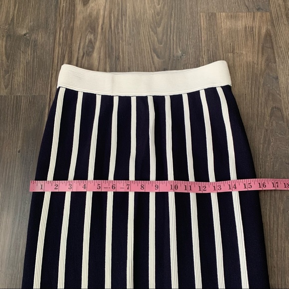 Ann Taylor Midi Length Navy and White Striped Skirt - Picture 7 of 7